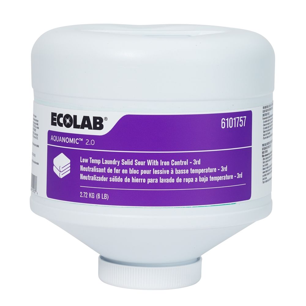 Ecolab® Aquanomic 2.0 Low Temp Laundry Solid Iron Control Sour, 6 lb, #6101757